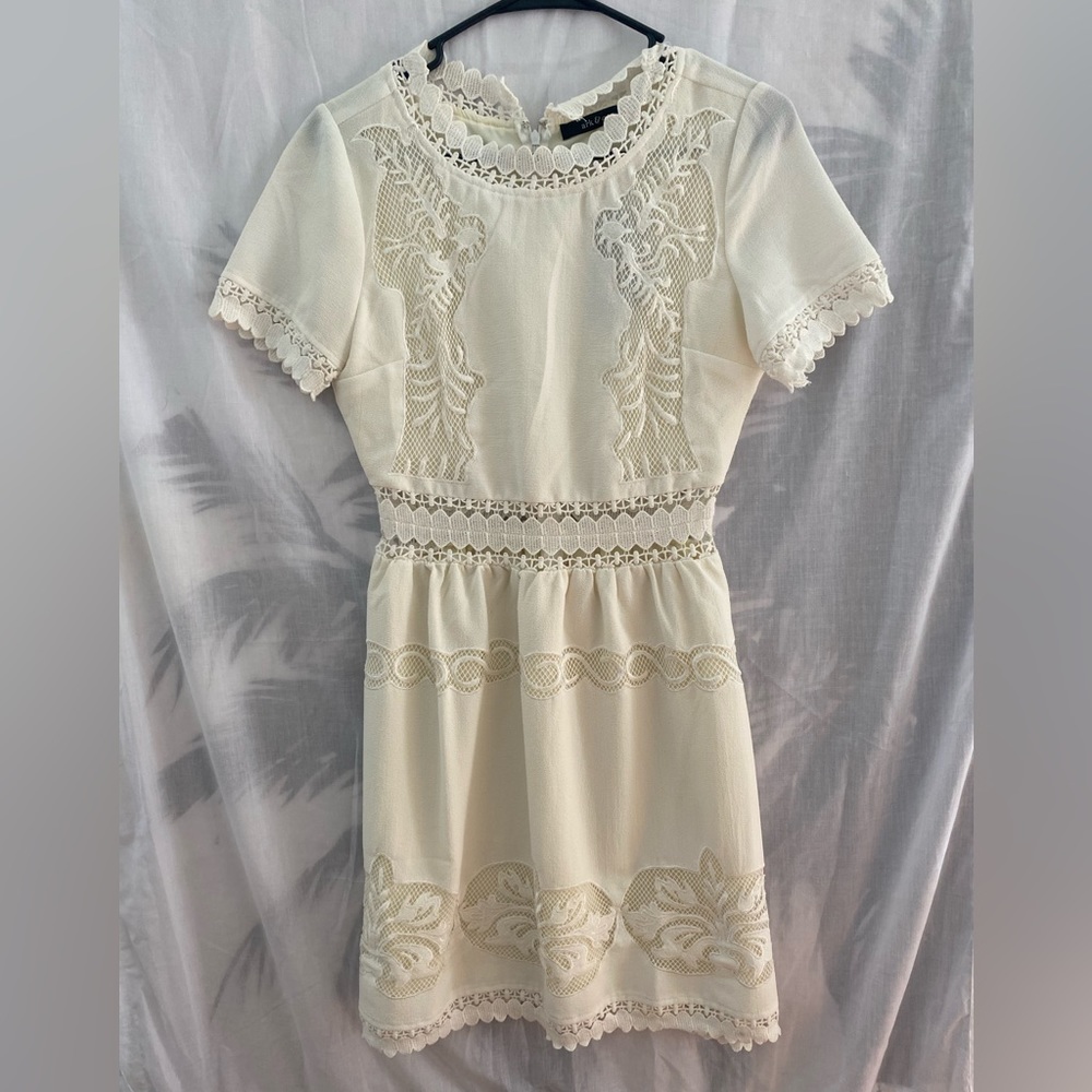 Cream embroidered dress size s